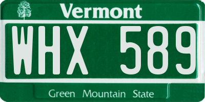 VT license plate WHX589