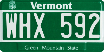 VT license plate WHX592