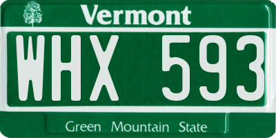 VT license plate WHX593