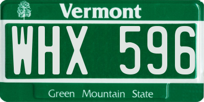 VT license plate WHX596