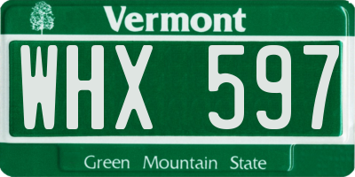 VT license plate WHX597
