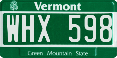 VT license plate WHX598