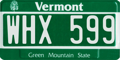 VT license plate WHX599
