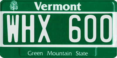 VT license plate WHX600