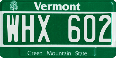 VT license plate WHX602
