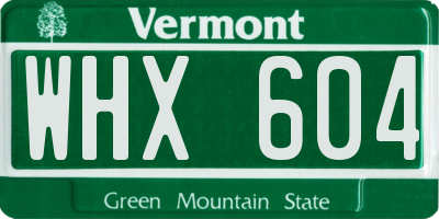 VT license plate WHX604