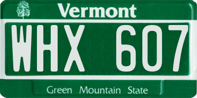 VT license plate WHX607