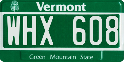 VT license plate WHX608