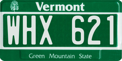 VT license plate WHX621