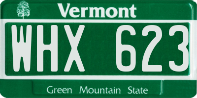 VT license plate WHX623