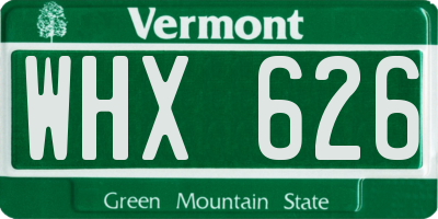 VT license plate WHX626