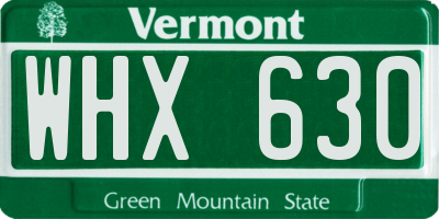 VT license plate WHX630