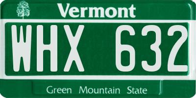 VT license plate WHX632