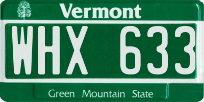 VT license plate WHX633