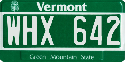 VT license plate WHX642