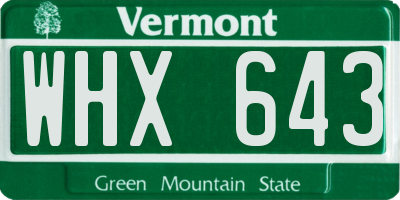 VT license plate WHX643