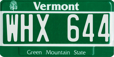 VT license plate WHX644