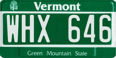 VT license plate WHX646