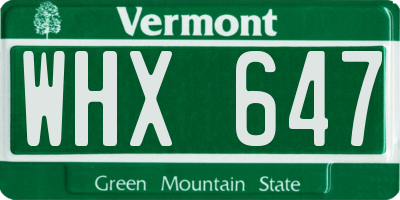 VT license plate WHX647