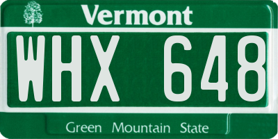 VT license plate WHX648
