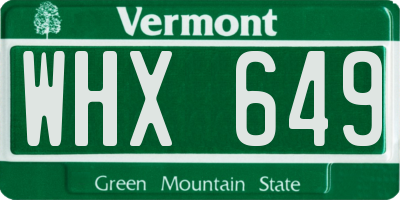 VT license plate WHX649