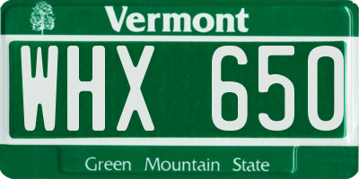 VT license plate WHX650