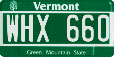 VT license plate WHX660