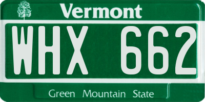 VT license plate WHX662