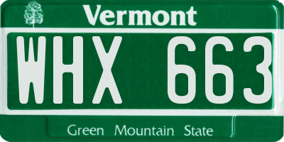 VT license plate WHX663