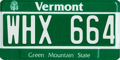 VT license plate WHX664