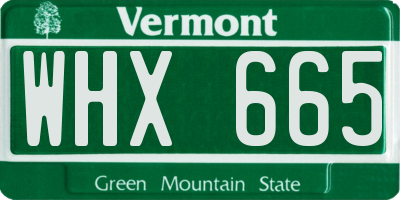 VT license plate WHX665