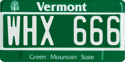 VT license plate WHX666