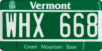 VT license plate WHX668