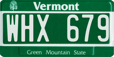 VT license plate WHX679