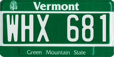 VT license plate WHX681