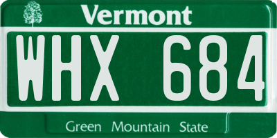 VT license plate WHX684