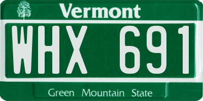 VT license plate WHX691