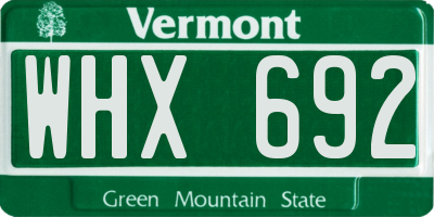 VT license plate WHX692