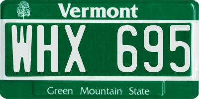VT license plate WHX695