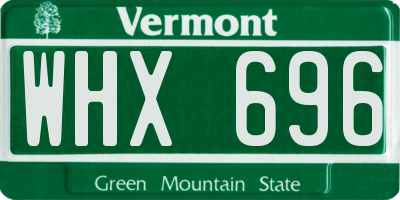 VT license plate WHX696