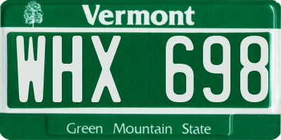 VT license plate WHX698