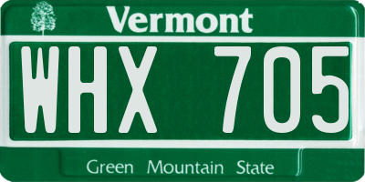 VT license plate WHX705