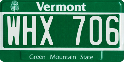 VT license plate WHX706