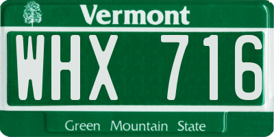 VT license plate WHX716