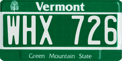 VT license plate WHX726