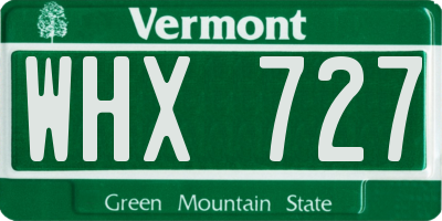 VT license plate WHX727