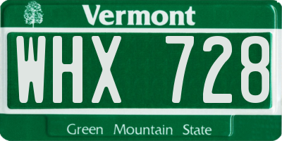 VT license plate WHX728