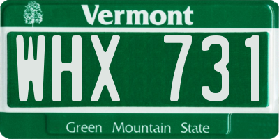 VT license plate WHX731
