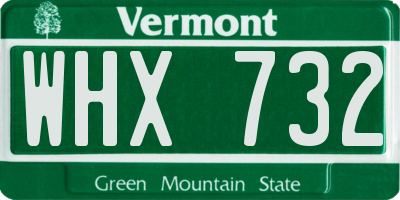 VT license plate WHX732
