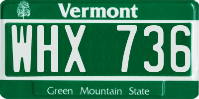 VT license plate WHX736